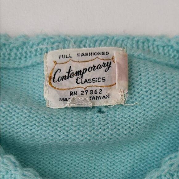 Vintage Robin's Egg Knit Cardigan - Picture 3 of 8